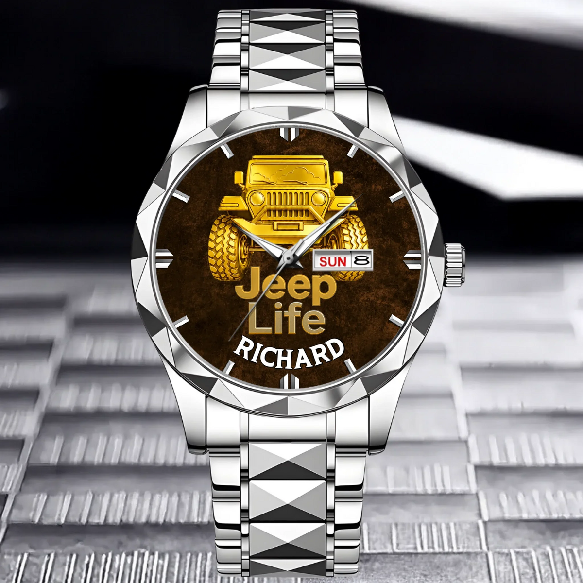 Off Road Car Customized Watch - Personalized Name & Jeep - Gifts For Him, Her