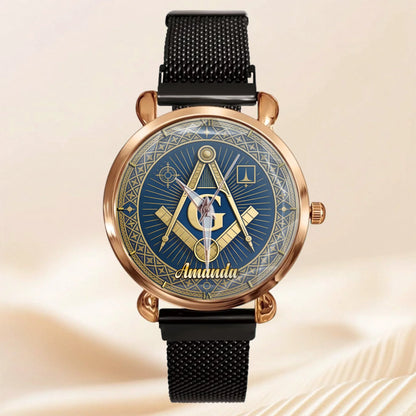 Masonic Square & Compass Customized Watch - Personalized Name – Timeless Fraternity Gift