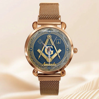 Masonic Square & Compass Customized Watch - Personalized Name – Timeless Fraternity Gift