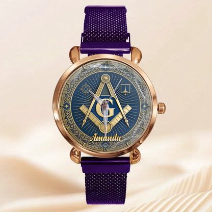 Masonic Square & Compass Customized Watch - Personalized Name – Timeless Fraternity Gift