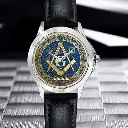 Masonic Square & Compass Customized Watch - Personalized Name – Timeless Fraternity Gift