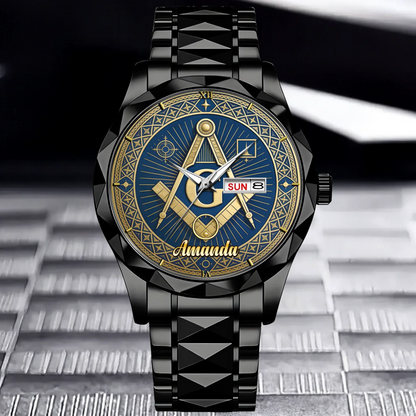 Masonic Square & Compass Customized Watch - Personalized Name – Timeless Fraternity Gift