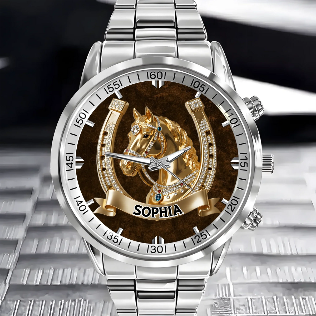 Lucky Horseshoe Customized Horse Watch - Personalized Name - Gift For Horse Lovers
