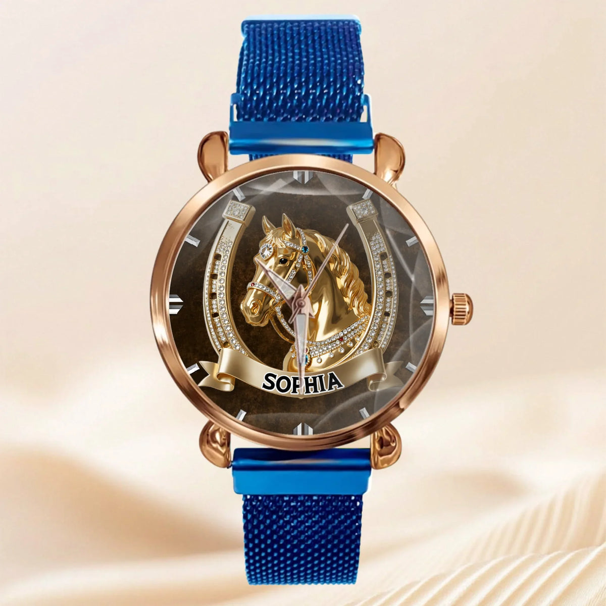 Lucky Horseshoe Customized Horse Watch - Personalized Name - Gift For Horse Lovers