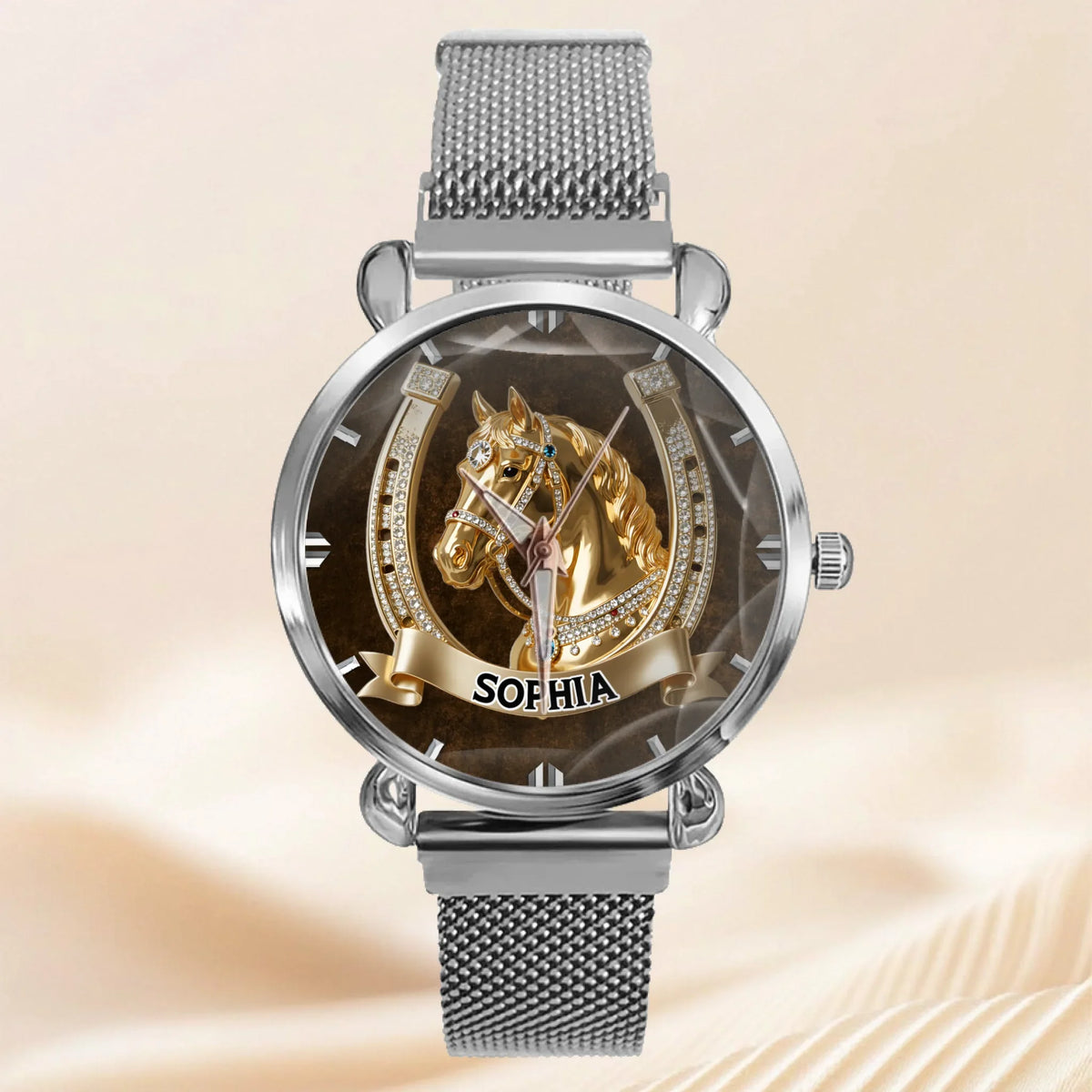 Lucky Horseshoe Customized Horse Watch - Personalized Name - Gift For Horse Lovers