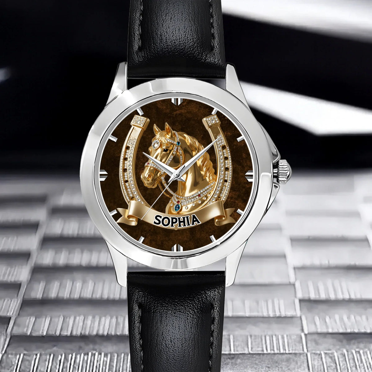 Lucky Horseshoe Customized Horse Watch - Personalized Name - Gift For Horse Lovers