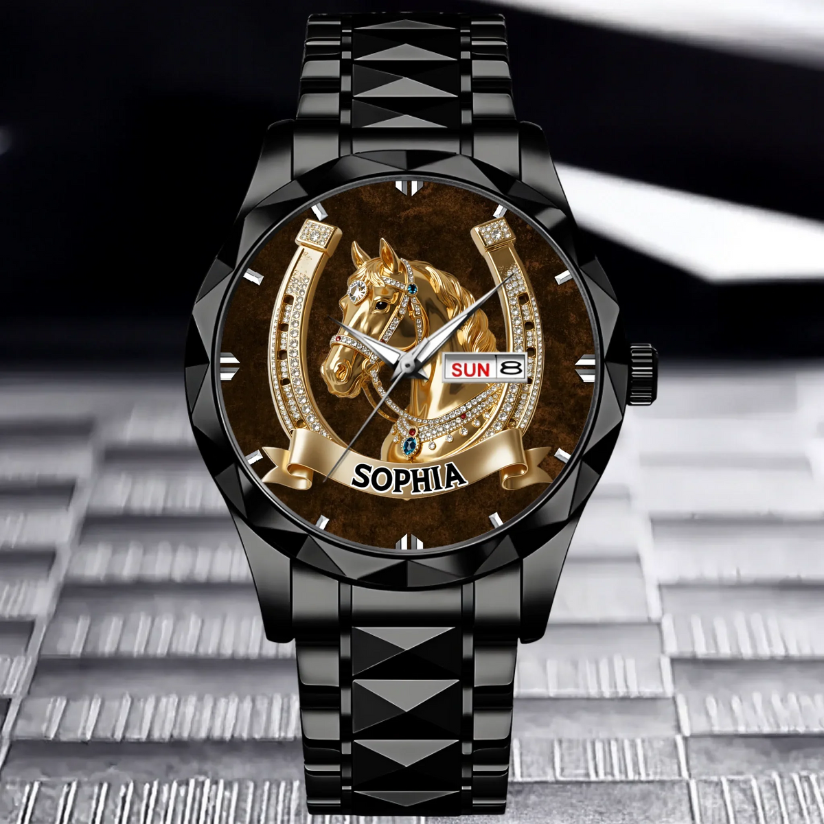 Lucky Horseshoe Customized Horse Watch - Personalized Name - Gift For Horse Lovers