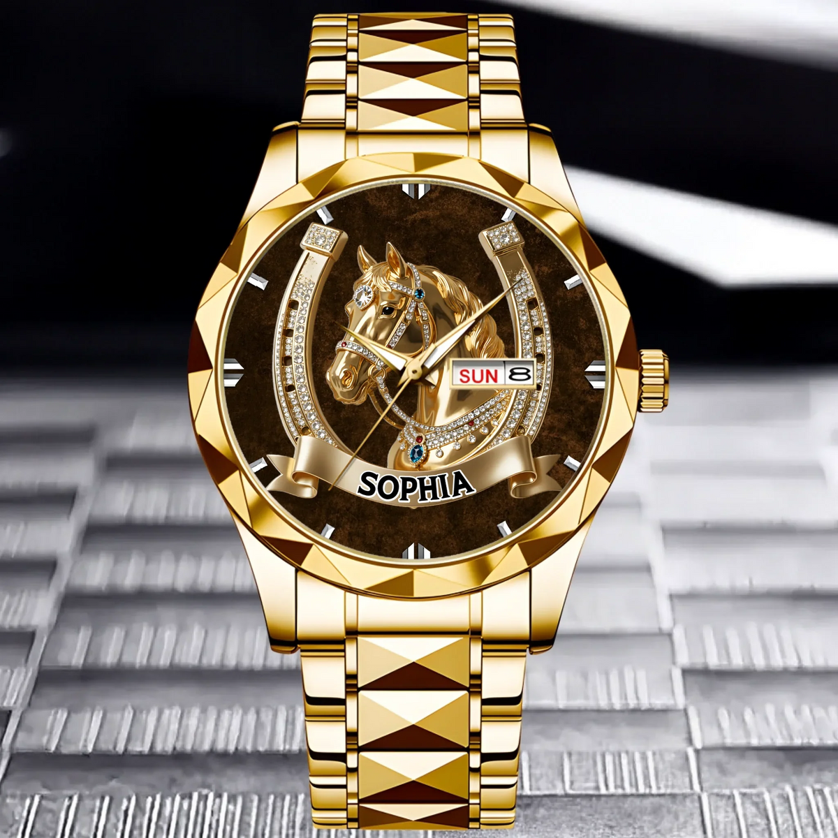 Lucky Horseshoe Customized Horse Watch - Personalized Name - Gift For Horse Lovers