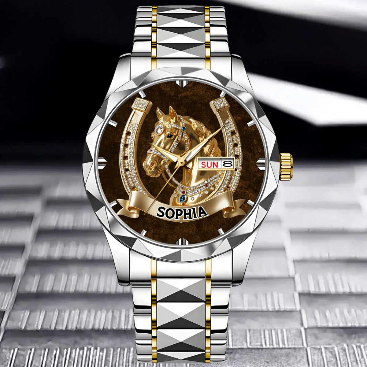 Lucky Horseshoe Customized Horse Watch - Personalized Name - Gift For Horse Lovers