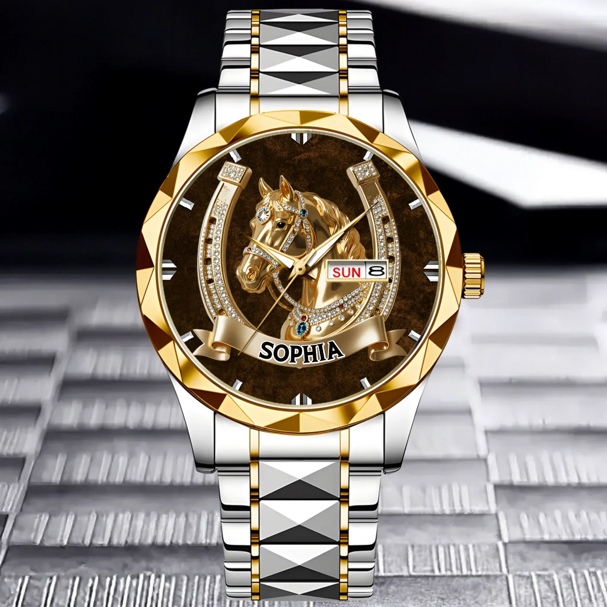 Lucky Horseshoe Customized Horse Watch - Personalized Name - Gift For Horse Lovers