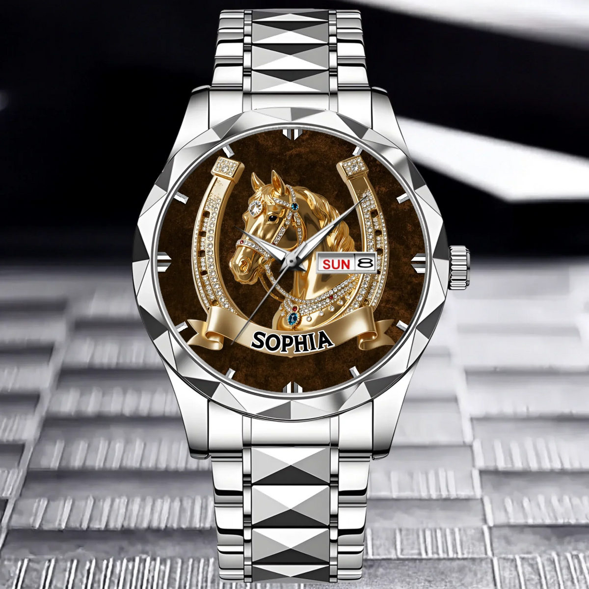 Lucky Horseshoe Customized Horse Watch - Personalized Name - Gift For Horse Lovers