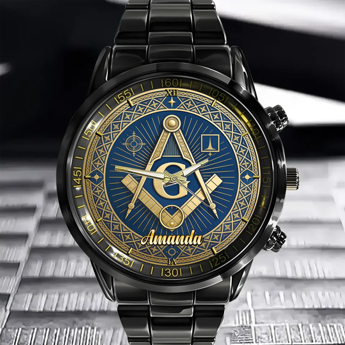 Masonic Square & Compass Customized Watch - Personalized Name – Timeless Fraternity Gift