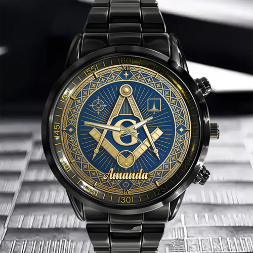 Masonic Square & Compass Customized Watch - Personalized Name – Timeless Fraternity Gift