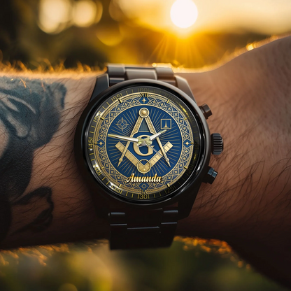 Masonic Square & Compass Customized Watch - Personalized Name – Timeless Fraternity Gift