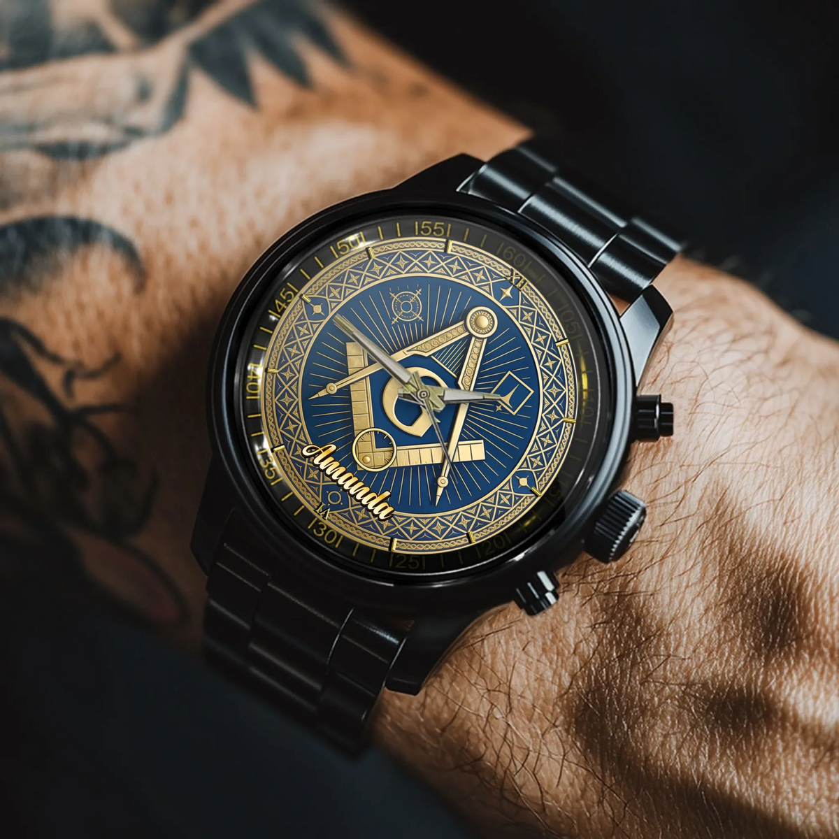 Masonic Square & Compass Customized Watch - Personalized Name – Timeless Fraternity Gift