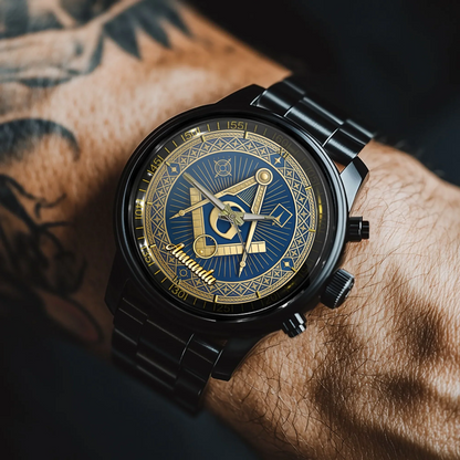 Masonic Square & Compass Customized Watch - Personalized Name – Timeless Fraternity Gift