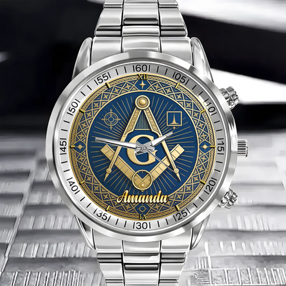 Masonic Square & Compass Customized Watch - Personalized Name – Timeless Fraternity Gift