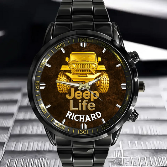 Off Road Car Customized Watch - Personalized Name & Jeep - Gifts For Him, Her