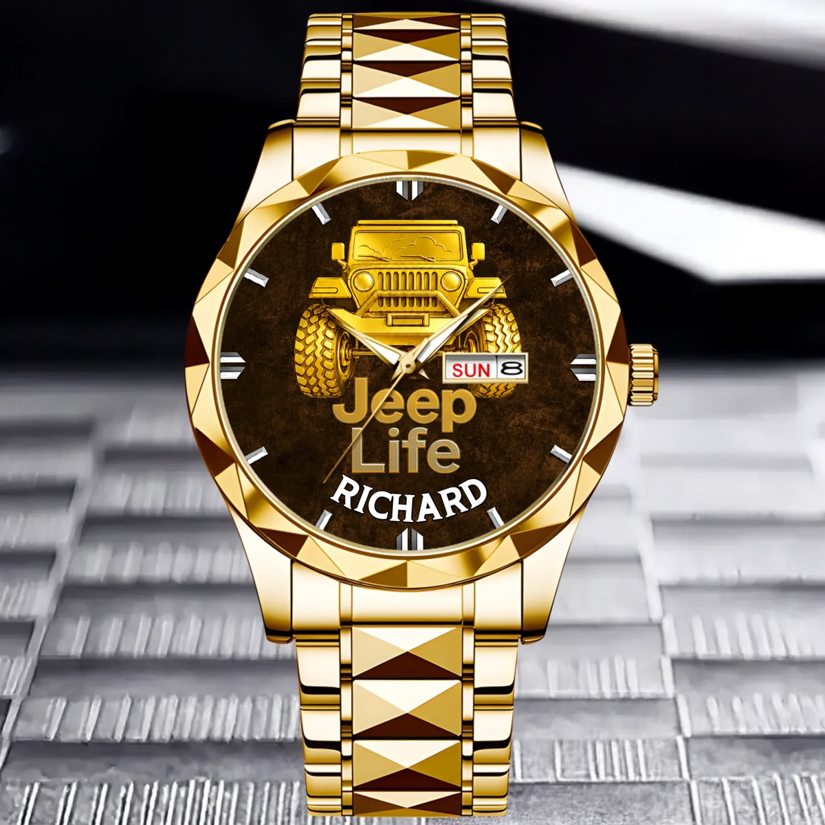 Off Road Car Customized Watch - Personalized Name & Jeep - Gifts For Him, Her