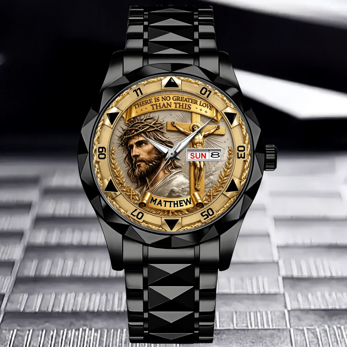 Custom Jesus Christ Crucifix Watch - Personalized Name Watch - Christian Faith Gift For Men, Christian Families