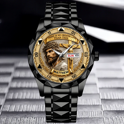 Custom Jesus Christ Crucifix Watch - Personalized Name Watch - Christian Faith Gift For Men, Christian Families