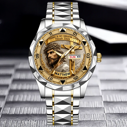 Custom Jesus Christ Crucifix Watch - Personalized Name Watch - Christian Faith Gift For Men, Christian Families