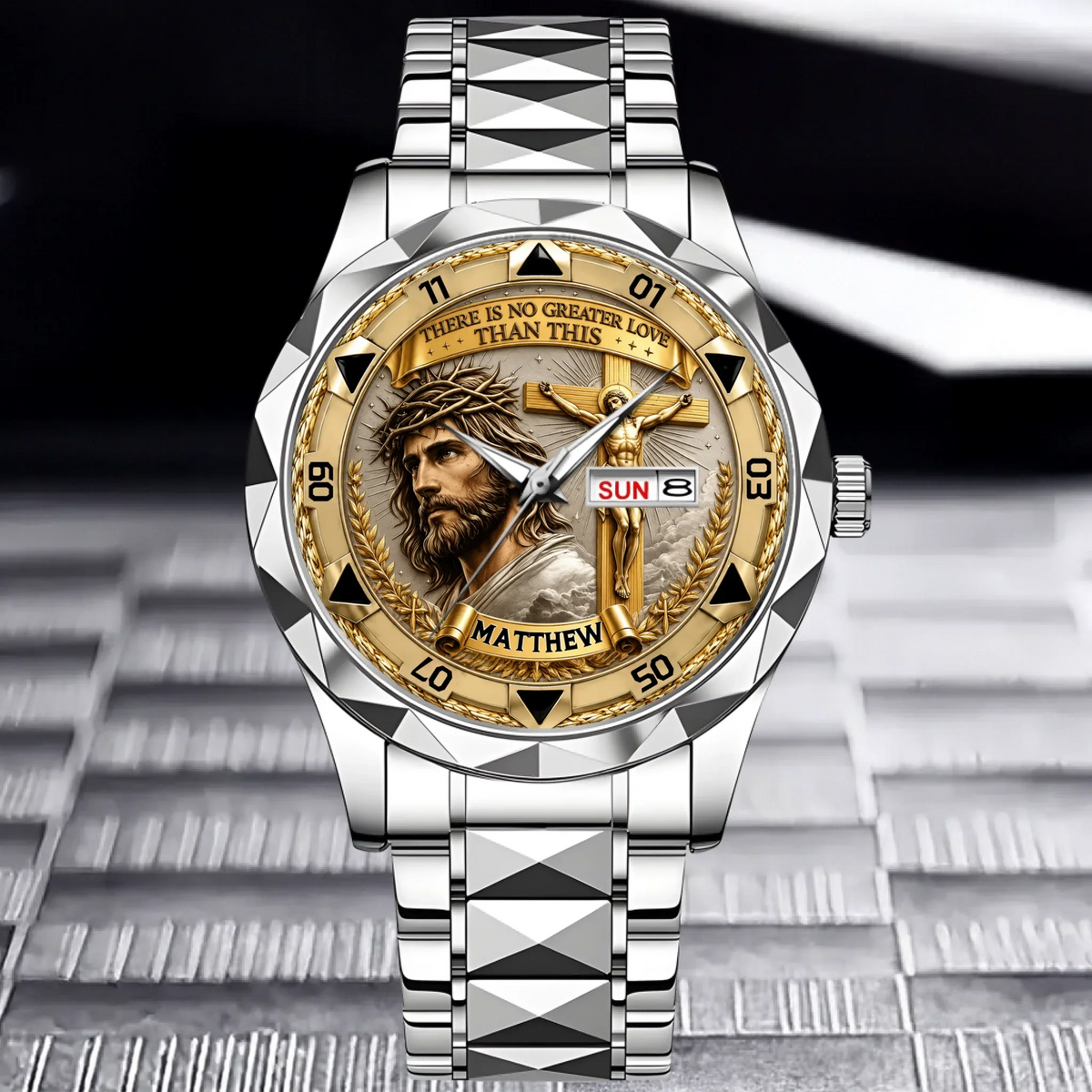 Custom Jesus Christ Crucifix Watch - Personalized Name Watch - Christian Faith Gift For Men, Christian Families