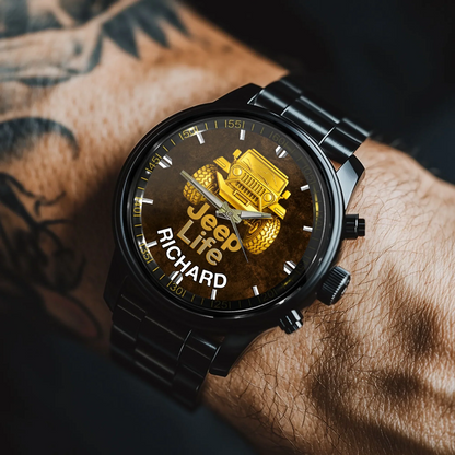 Off Road Car Customized Watch - Personalized Name & Jeep - Gifts For Him, Her