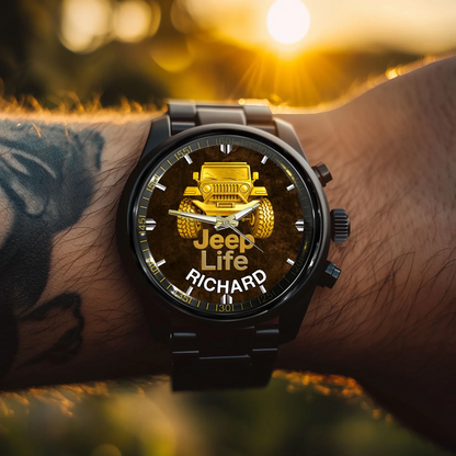 Off Road Car Customized Watch - Personalized Name & Jeep - Gifts For Him, Her