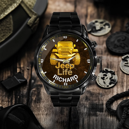 Off Road Car Customized Watch - Personalized Name & Jeep - Gifts For Him, Her