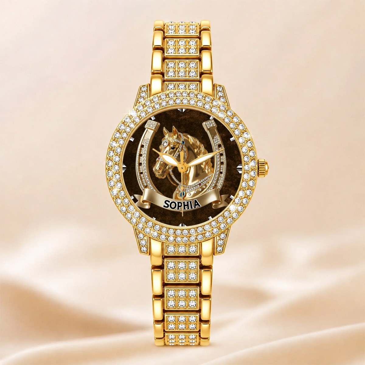 Lucky Horseshoe Customized Horse Watch - Personalized Name - Gift For Horse Lovers
