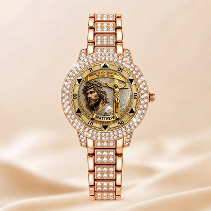 Custom Jesus Christ Crucifix Watch - Personalized Name Watch - Christian Faith Gift For Men, Christian Families